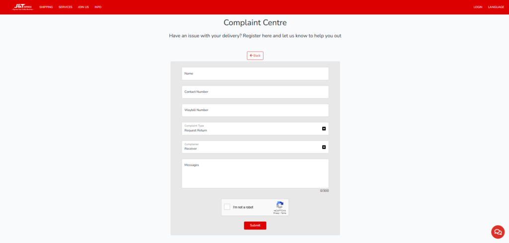 J&t Complaint Centre