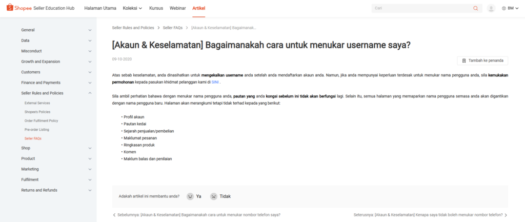 Cara Ubah Username Shopee Malaysia