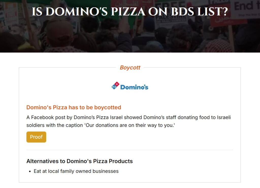 Masjidalaqsa Boycott Domino's Pizza