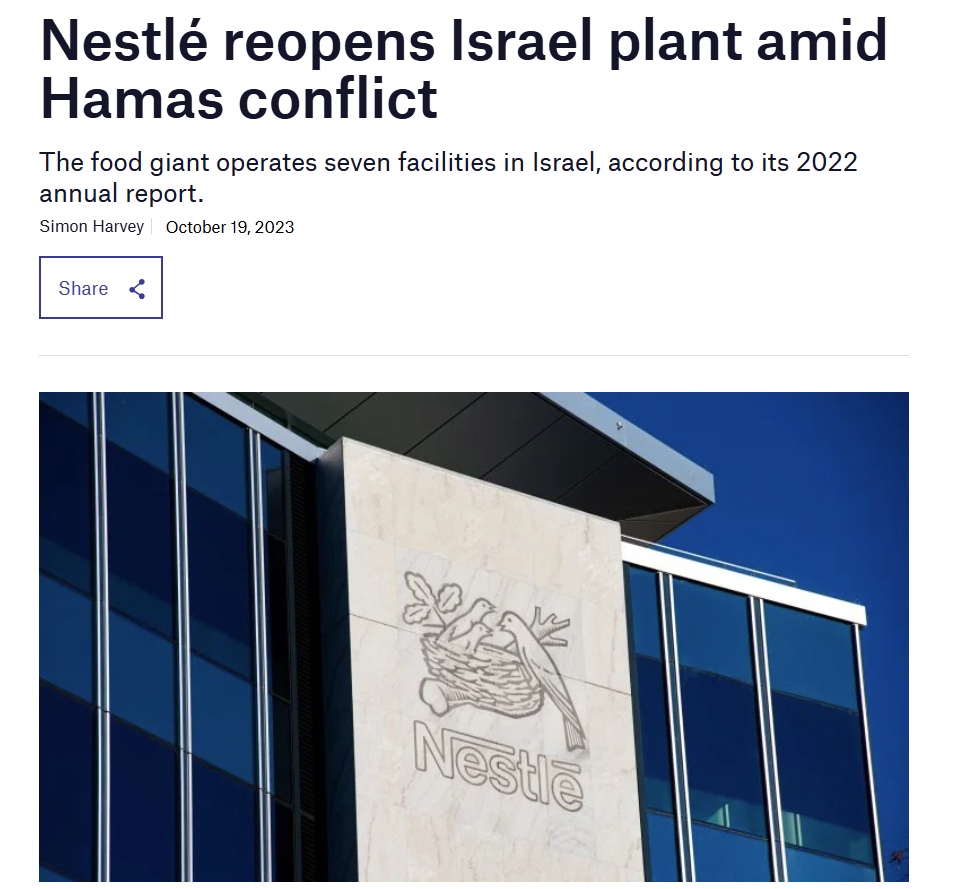 Nestlé Reopens Israel Plant Amid Hamas Conflict