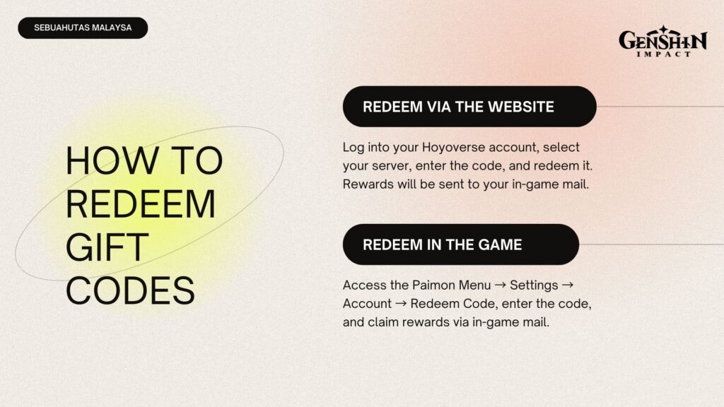 How To Redeem Genshin Gift Codes