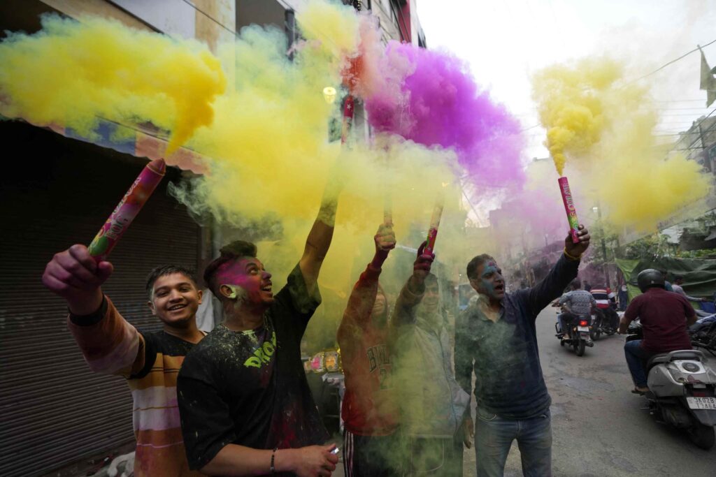 Indians Play With Colours As They Celebrate Holi In Jammu, India, Friday, March 14, 2025.