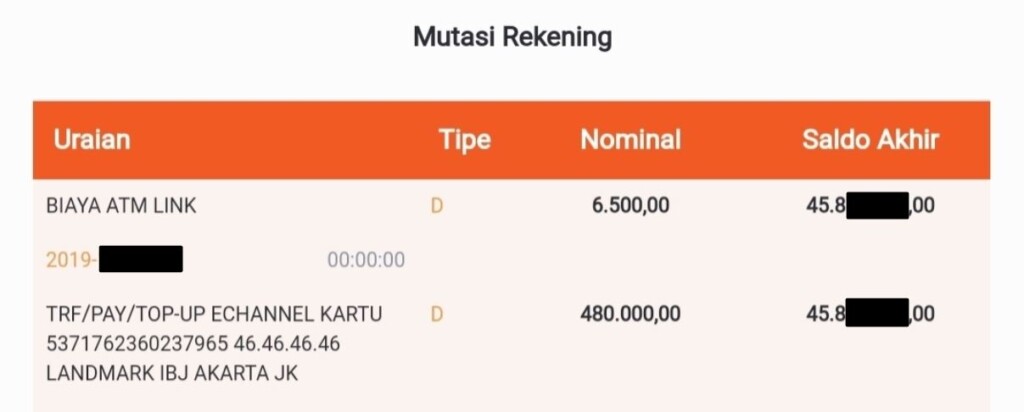 Contoh Nama Rekening Landmark Ib Jakarta